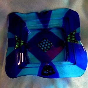 Waves Of Blue and Green Glass Decorative Plate